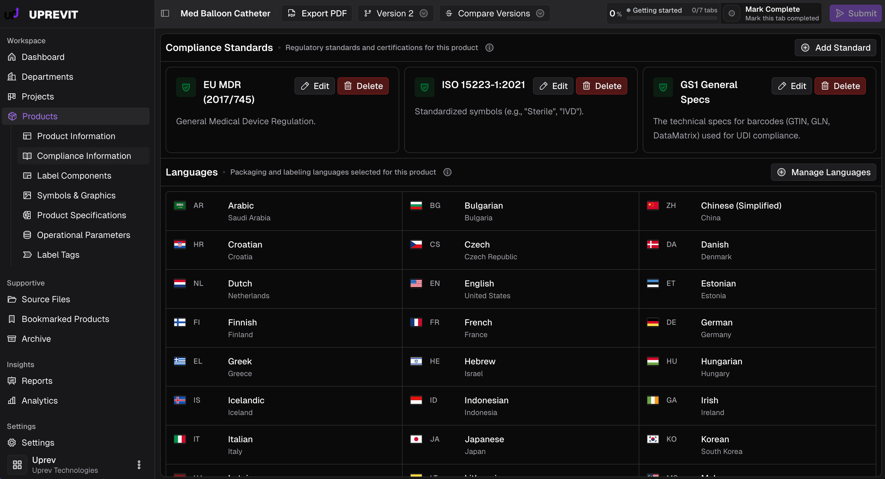 Uprevit compliance workspace preview